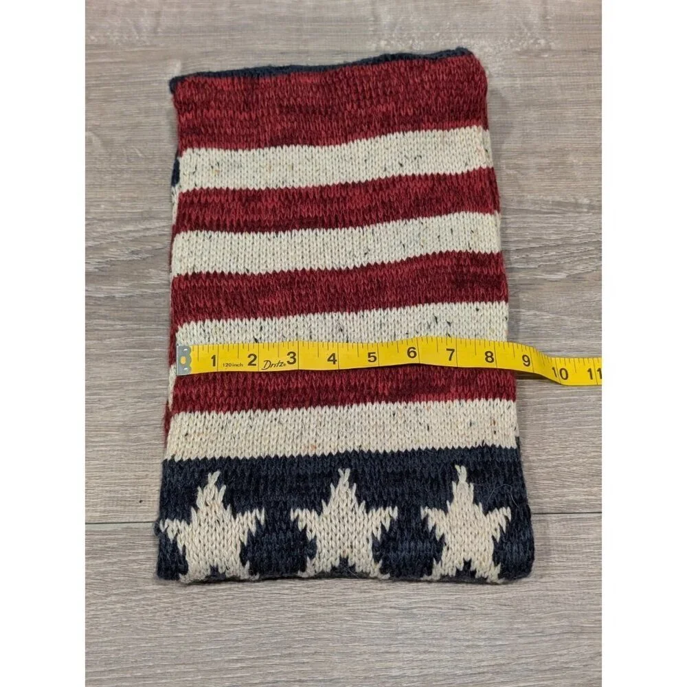 MUKLUKS American Flag Infinity Sweater Scarf Red Blue Stars Stripe Patriotic